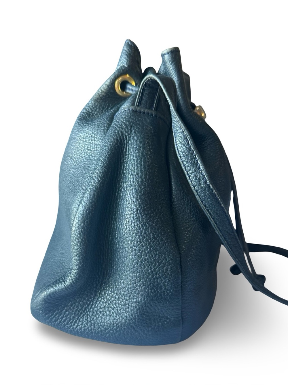 Longchamp Black Pebbled Leather Drawstring Bucket Bag – Gently Used - Picture 6 of 12